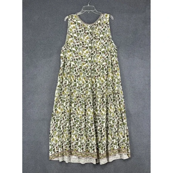 Max Studio Maxi Dress Plus 3X Sleeveless Tiered Floral Green Beach cottage $168 - Picture 9 of 13